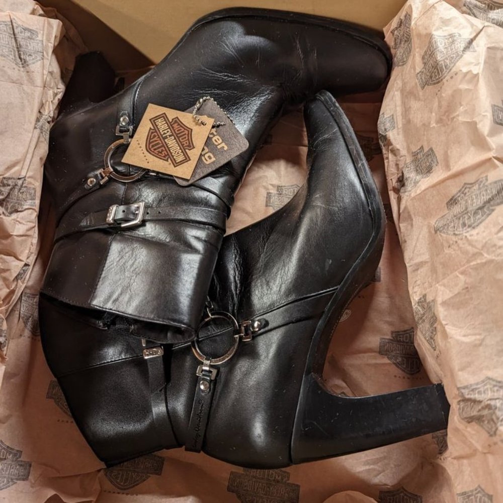 Harley-Davidson Black Stiletto Boot, Black, Woman's Size 9.5
